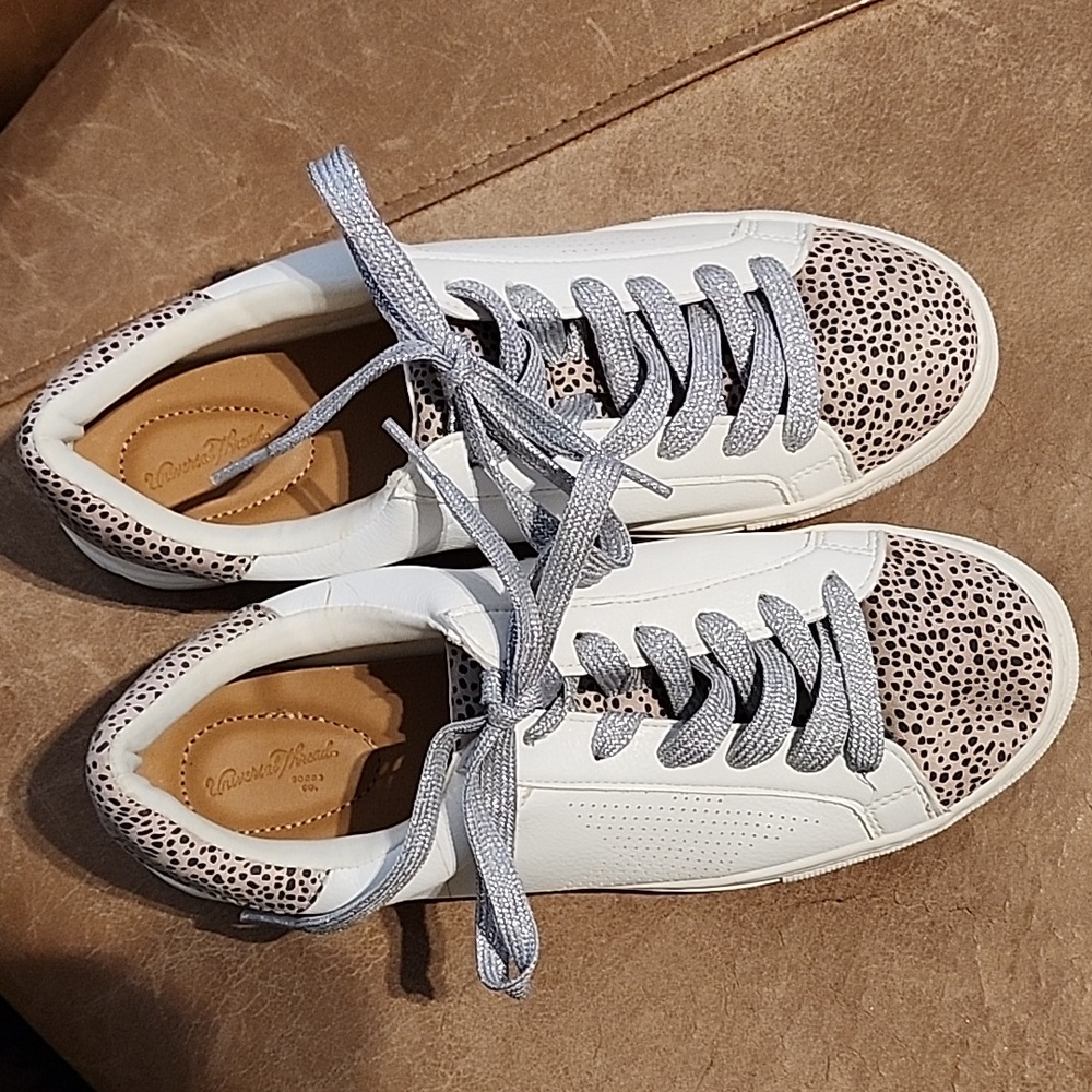 White Sneaker with Leopard Print Trim